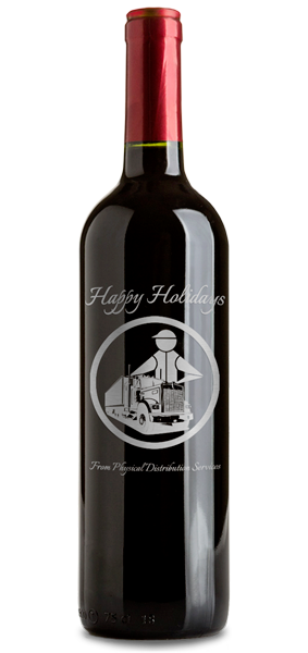 Engraved and etched Etched Corporate Wine Gift Holiday Bottle