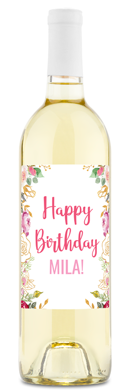 Personalised Happy Birthday Wine Bottle Label HER Mum Aunt Nan Girl friend Blues 